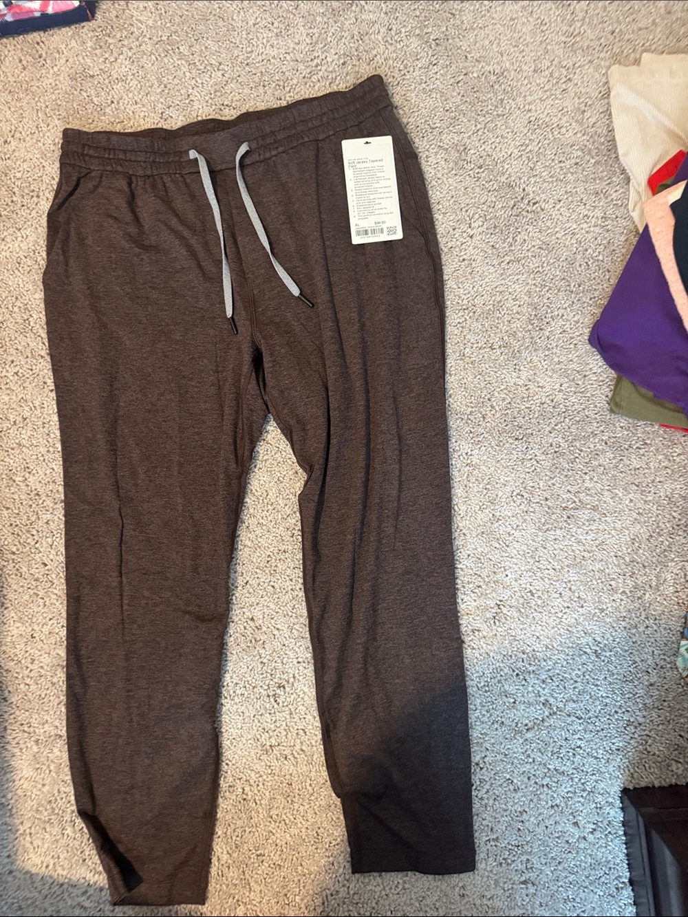 lululemon athletica Men's Dark Brown Jogger Sweatpants with Drawstring
